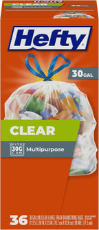 Hefty Clear Trash Bags, 30 Gallon by Hefty