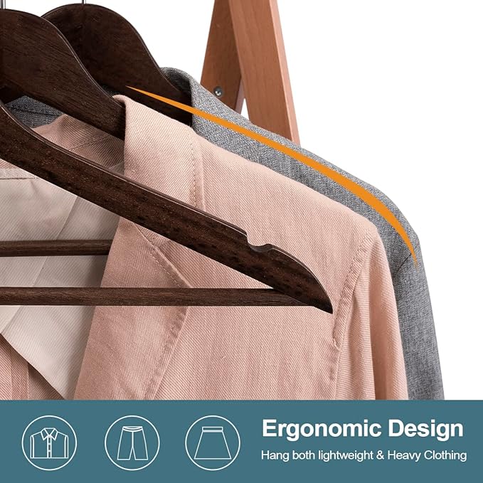ELONG HOME Solid Wooden Hangers 20 Pack, Wood Suit Hangers - Image 8