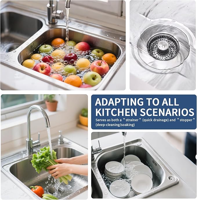 3-in-1 Kitchen Sink Drain Strainer & Sink Stopper - Image 7