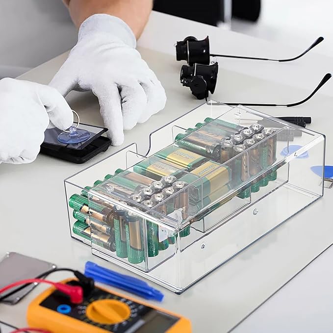 BTSKY 3 Pack Clear Acrylic Battery Storage Organizer - Image 8