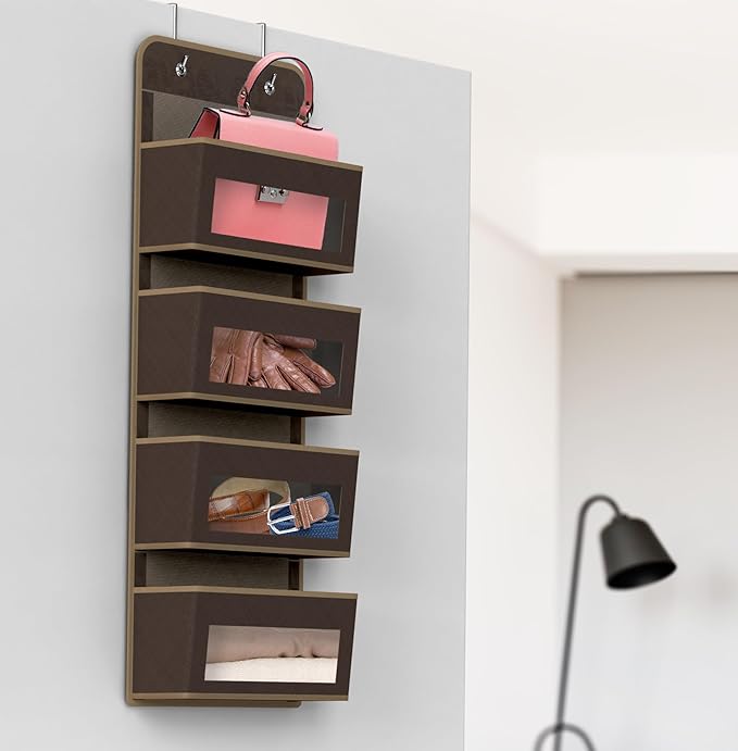 Simple Houseware 4 Clear Window Pocket Over Closet Door Storage Hanging - Image 7
