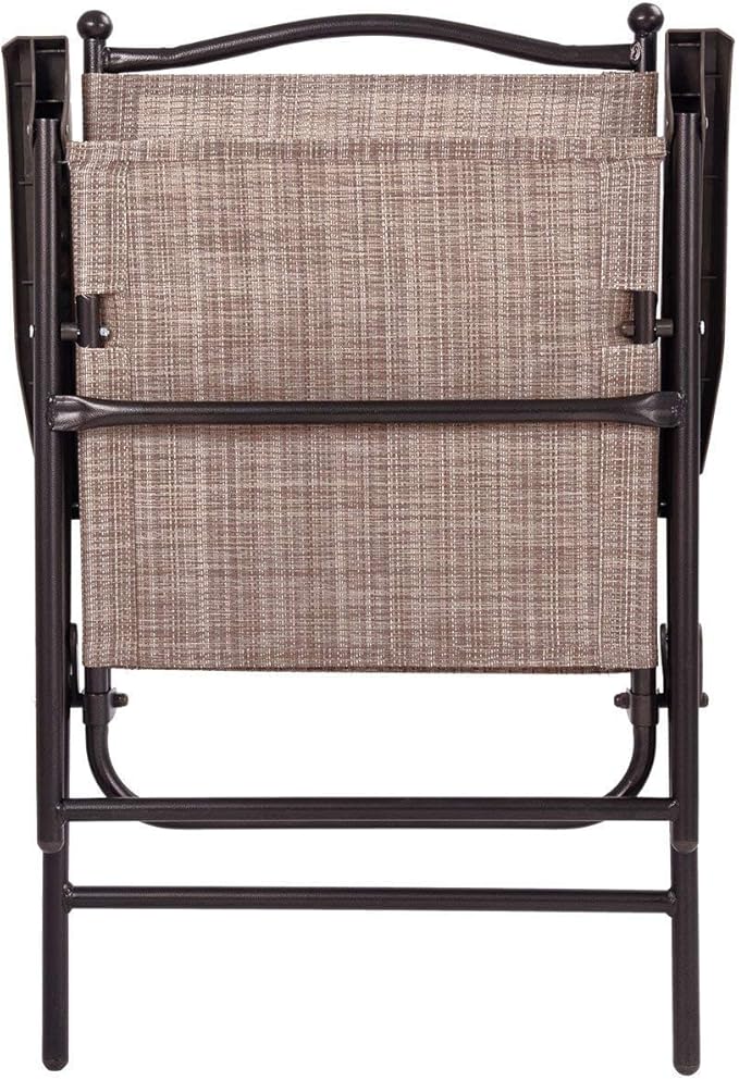 Giantex Set of 2 Patio Folding Chairs, Outdoor Patio Dining Chairs w/Armrest, Sling Back, Metal Frame, Outside Use for Lawn Camping Garden Pool Beach Yard Lounge, No Assembly, Brown - Image 7