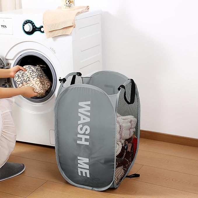 Pack of 2 Mesh Pop Up Hampers Collapsible Laundry Baskets - Image 6