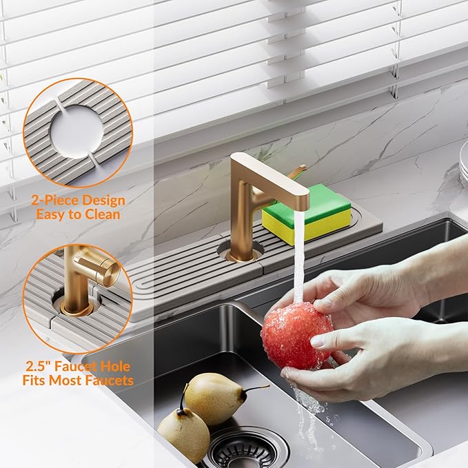 15.7 Inch Stone Faucet Mat for Kitchen Sink Splash Guard, Diatomite Sink - Image 4