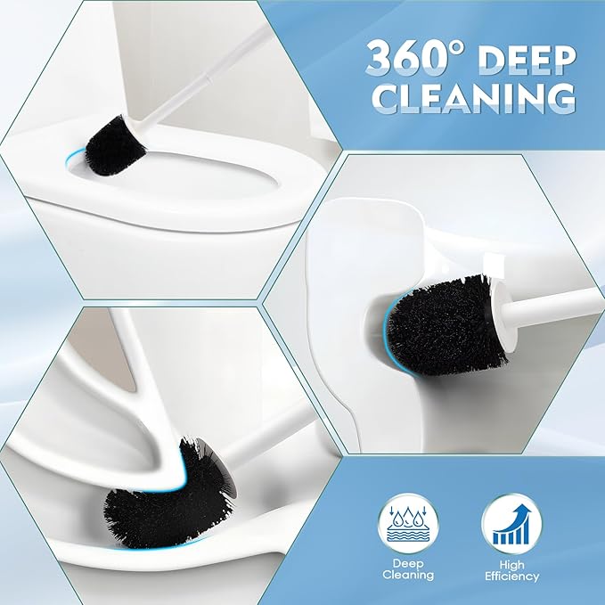 2 Pack Toilet Brush for Bathroom, Toilet Brush and Holder Set, Toilet Bowl Brush - Image 3