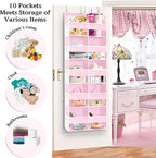 Ofiray-home Pink Over The Door Organizer 5 Tiers, Extra Large Behind Door - Image 3