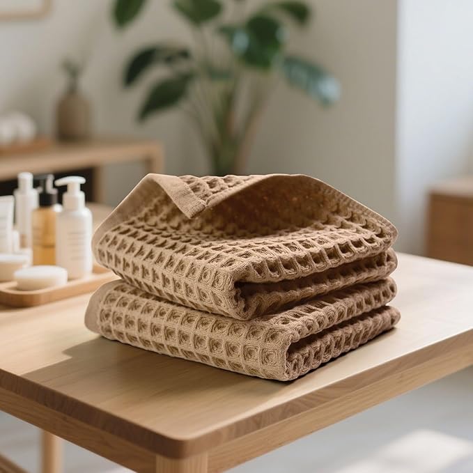 Jacquotha Waffle Bathroom Hand Towels 2-Piece – Cotton, Lightweight, Lint Free - Image 2