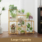 Bamworld Bamboo Plant Stand Indoor Boho Plant Shelf Tiered Plant Rack for Multiple Plants 3 Tiers 7 Pots Ladder Plant Holder Plant Table for Plant Pots Home Decor for Gardening Gifts Nature Color - Image 2