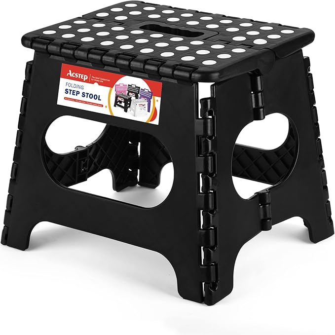 ACSTEP Folding Step Stool 11 Inch, Sturdy Plastic Foldable Step Stool for Kids & Adults, Non Slip Lightweight Collapsible Foot Stools Holds 300 lbs, Ideal for Kitchen, Bathroom, Bedroom, Outdoor by ACSTEP