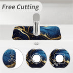 Kitchen Sink Splash Guard，Blue and gold marble texture Faucet Mat Sink - Image 5