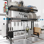 Over The Sink Dish Drying Rack, 3 Tier Adjustable Length Full Stainless Steel by LIVOD