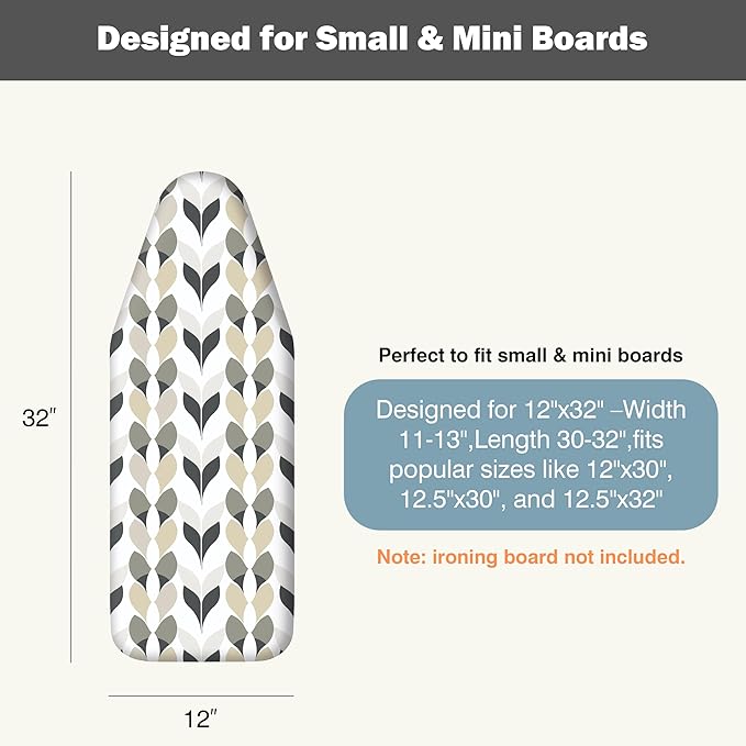 Small Ironing Board Cover and Pad 12"x32" Small Iron Board Cover - Image 2
