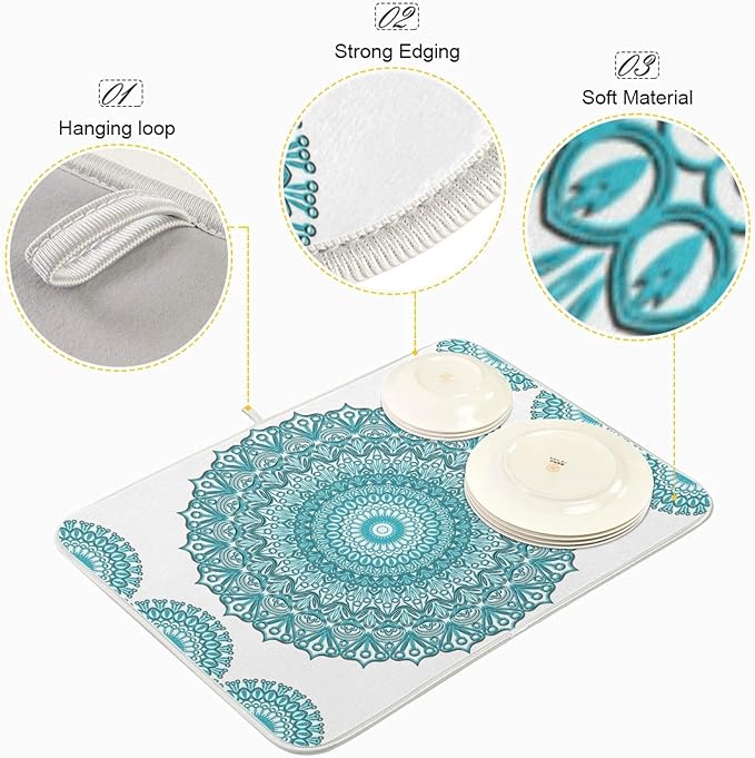 Super Absorbent Dish Drying Mat, Microfiber Fast-Drying Dish Mat, Kitchen Dish - Image 4