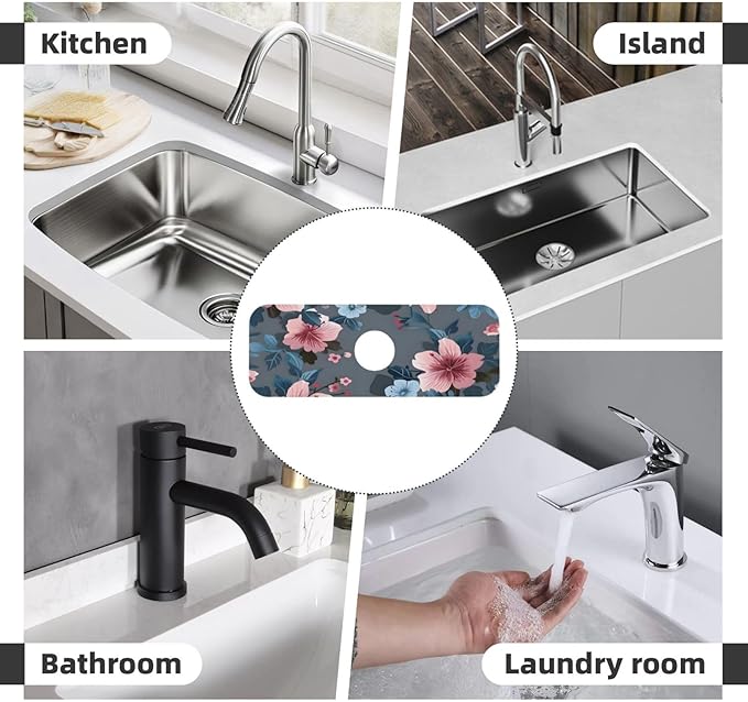 Women Girls Flower Kitchen sink faucet pad, strong water absorption, anti slip - Image 8