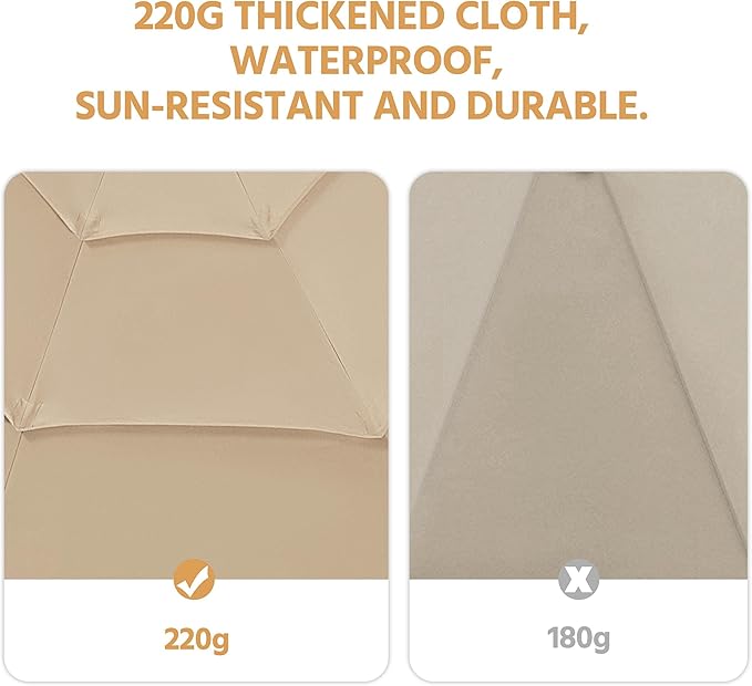 Yaheetech 3-Tier Patio Umbrella 10ft Vented Outdoor Canopy Sun Shade Large Market Table Umbrella Double-layer Cloth & Push-button Tilting for Yard/Garden/Park Tan - Image 9