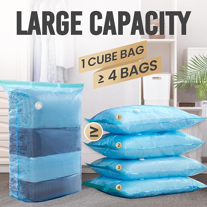 TAILI Vacuum Storage Bags 4 Pack, Jumbo Cube, Large Vacuum Seal Bags - Image 2
