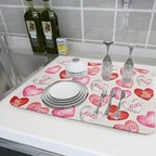 Valentines Dish Drying Mat for Kitchen Counter 18x24 Red Pink Love Heart - Image 6