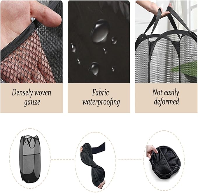 The upgraded pop-up laundry basket features a breathable side pocket mesh design - Image 4