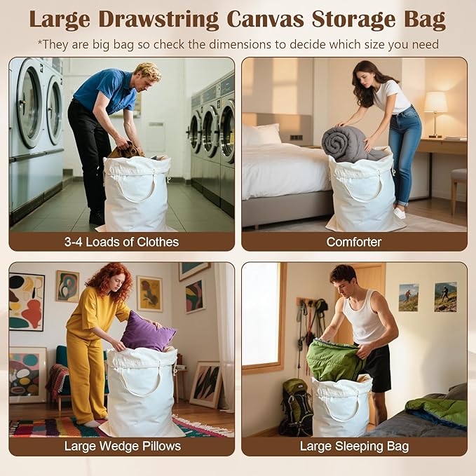 Canvas Laundry Bag 33"Wx 35"H, Thick Canvas Laundry Bag - Image 6