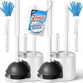 2Pack 3 in 1 Toilet Brush and Plunger Set, Toilet Bowl Brush Plunger Set by FORASTO