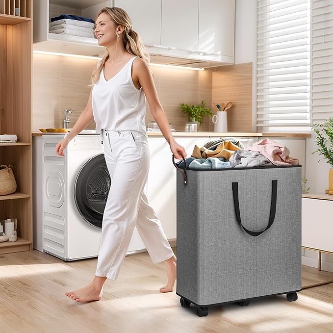 Laundry Basket with Wheels, Collapsible Laundry Baskets, Laundry Hamper with - Image 6