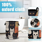 Watercolor Funny Cat Laundry Basket, Laundry Hamper Collapsible Oxford Cloth - Image 4