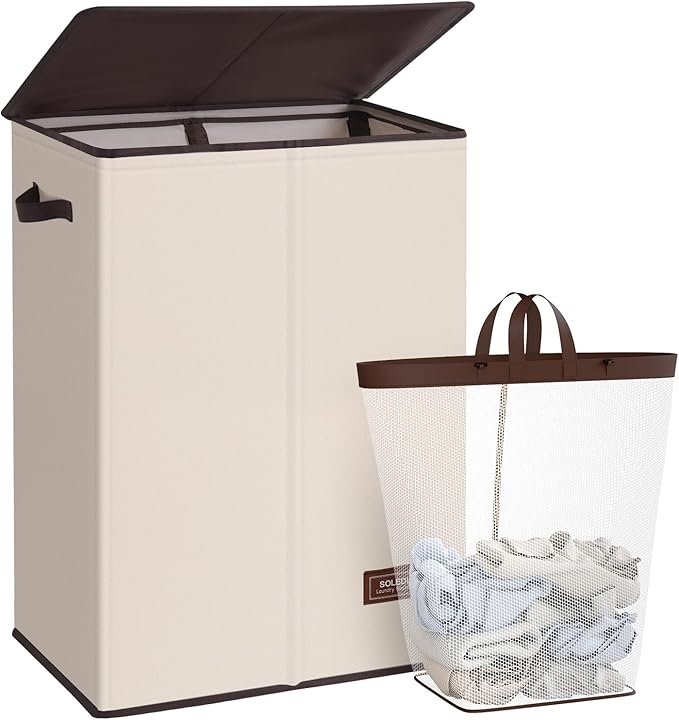 SOLEDI Laundry Hamper with Lid 130L Large & Tall Collapsible Laundry Basket by SOLEDI