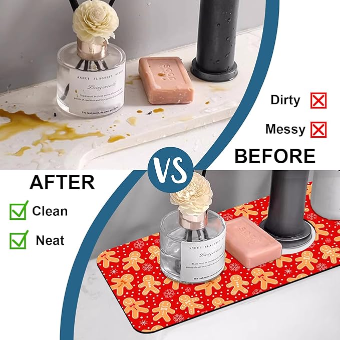 Christmas Merry Xmas Kitchen Sink Splash Guard Faucet Mat Santa Claus Super - Image 6