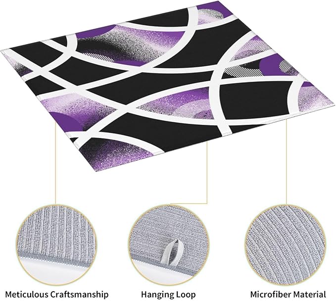 Purple Black White Geometric Abstract Dish Drying Mat - Image 7