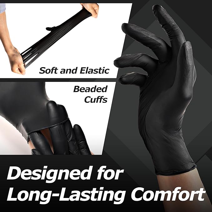 MAMISON Black Nitrile Disposable Gloves, Powder-Free, Latex-Free, 4 Mil - Image 5