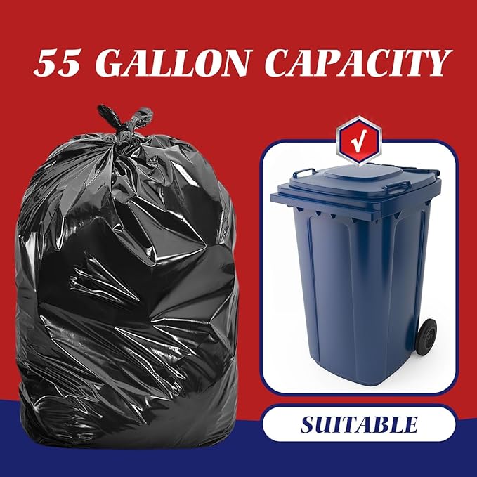 Teivio Trash Bags, 55-60 Gallon, - Image 3
