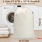 Canvas Laundry Bag with Handles & Drawstring Closure 27.5”Wx35"H, Thick Laundry - Image 4