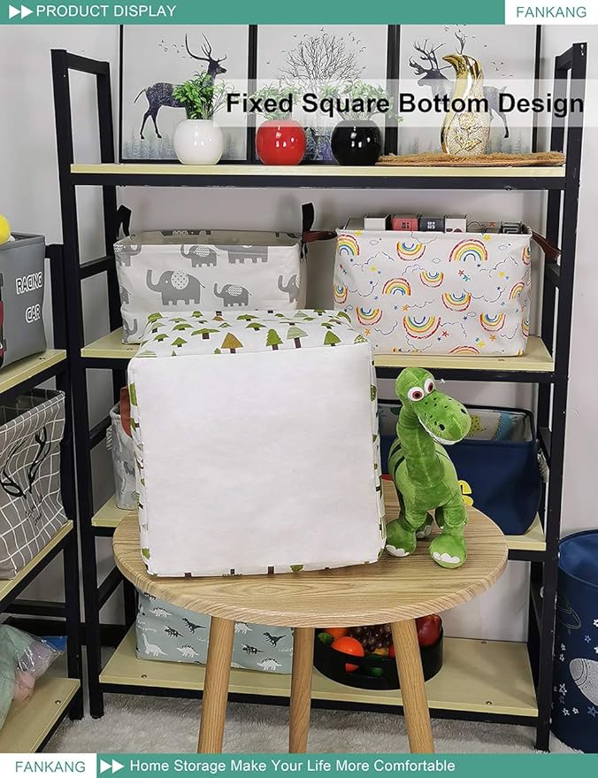 FANKANG Square Nursery Hamper Storage Bins Canvas Laundry Basket Foldable - Image 7