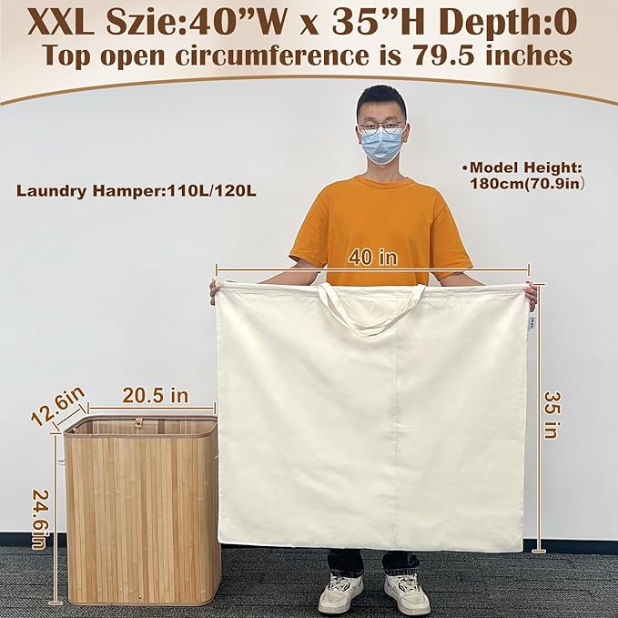 Canvas Laundry Bag 40"W x 35"H, Thick Laundry Bag - Image 2