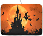 Halloween Witch Bat Castle Pumpkin Dish Drying Mat by ALAZA