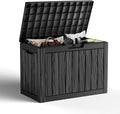 45 Gallon Outdoor Storage Box, Weather Resistant & Waterproof Resin Deck Box with UV Protection, Rattan Black Patio Storage Cabinet for Garden, Patio, Porch, Poolside(Black) by KFY
