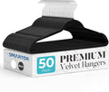 Smartor Black Velvet Hangers 50 Pack, Non Slip Clothes Hangers by Smartor