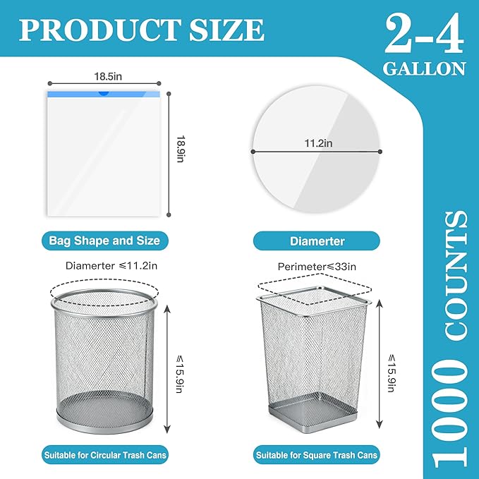 Charmount Small Trash Bags 4 Gallon-1000 Count Drawstring Mini Garbage Bags - Image 2