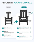 SERWALL Outdoor Rocking Chair Black Set of 8, All Weather Patio Rocking Chair, HDPE Poly Rocking Chair for Adults, Heavy Duty Front Porch Rocker - Image 4