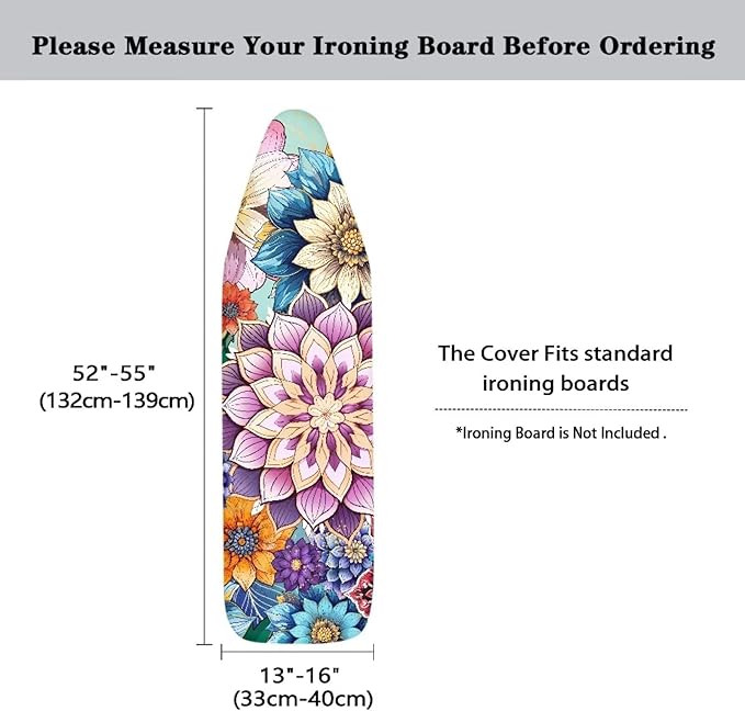 Bohemian Flowers Tabletop Ironing Board Cover and Pad Standard Ironing Board - Image 6