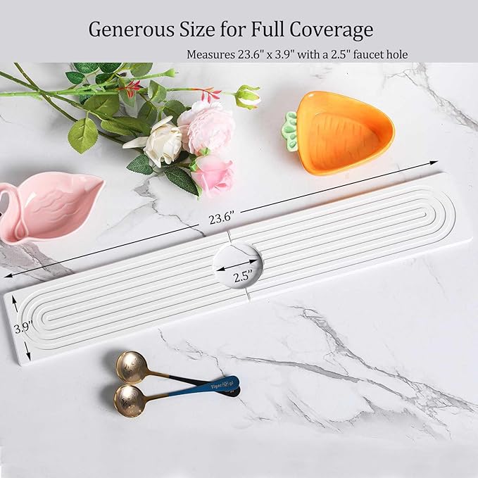 Stone Faucet Mat For Kitchen Sink, 23.6" Diatomite Quick Drying Stone Mat For - Image 7