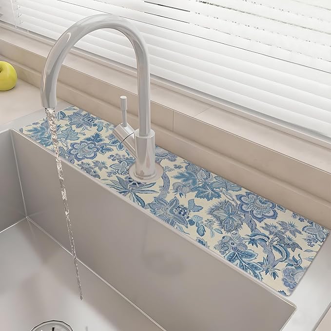 24" X 5.5" Kitchen Sink Splash Guard Faucet Mat Flora Super Absorbent Fast by Unknown