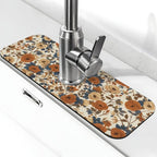 Faucet Draining Mat For Kitchen Sink, Peony Flower Blue Leaves Diatom Mud by indokyeyqaz