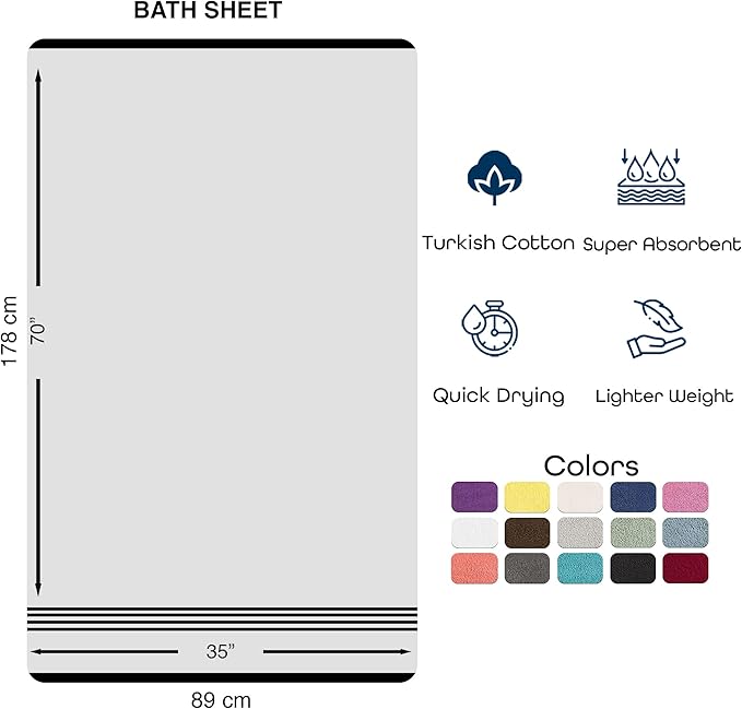 Hawmam Linen Jumbo Large Bath Sheets Towels 2 Pack Soft and Absorbent - Image 6
