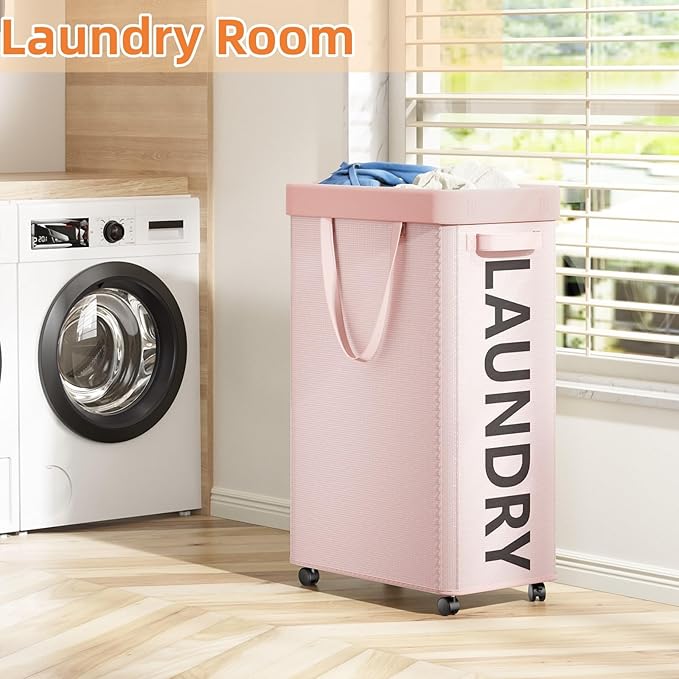 2 Pack Rolling Laundry Basket - Image 2