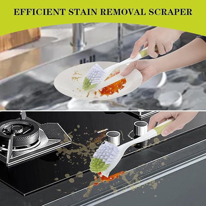 8 Pcs Dish Brush with Handle Kitchen Scrub Brush Pot and Pan Cleaning Brush - Image 6