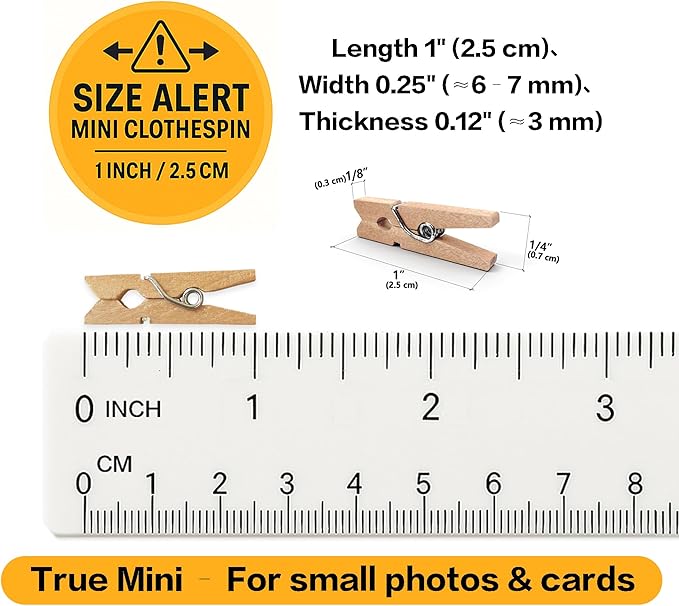LWR CRAFTS Wooden Mini Clothespins 15 Colors 100 Per Pack 1" 2.5cm - Image 4
