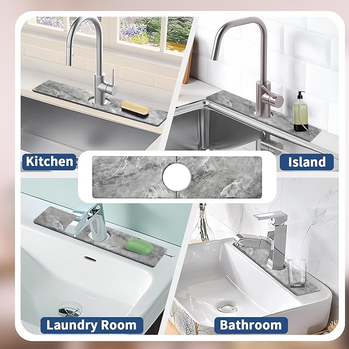 Kitchen Sink Splash Guard: Kitchen Faucet Mat, Diatomaceous Earth Sink Faucet - Image 7