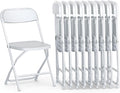 10 Pack Foldable Plastic Chair | Folding & Stackable | 350 lbs Capacity Steel Frame Seats for Indoor Outdoor | Commercial Use Events Wedding Party Bulk Picnic Kitchen Dining - White by OurModernSpace