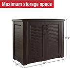 Rubbermaid Decorative Outdoor Storage Cabinet (123 Gal) Weather Resistant Dark Brown Organization for Home/Backyard/Pool Chemicals/Toys/Garden Tools/Porch/Patio Cushions - Image 3